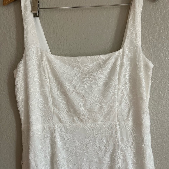 NWOT Eternal Happiness White Lace Square Neck Mermaid Maxi Dress - Picture 4 of 6